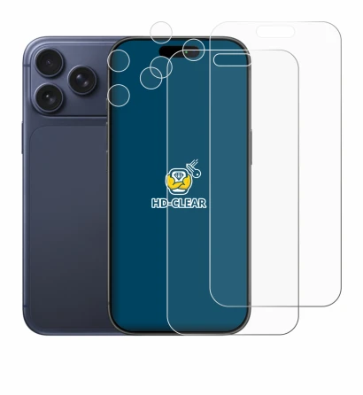 Image of the device Apple iPhone 17 Pro Max (Front+Camera) with a wide variety of screen protectors.