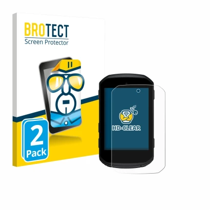 Front side of a product packaging with the brand logo BROTECT. Next to it is the device Garmin Edge 550 shown with the corresp