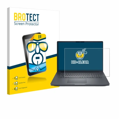 Front side of a product packaging with the brand logo BROTECT. Next to it is the device Dell Pro Max Plus 18 shown with the co