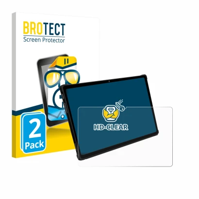 Front side of a product packaging with the brand logo BROTECT. Next to it is the device FASTWD X609 T181-EEA 11" shown with th