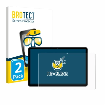 Front side of a product packaging with the brand logo BROTECT. Next to it is the device RUSHAR M90 11" shown with the correspo