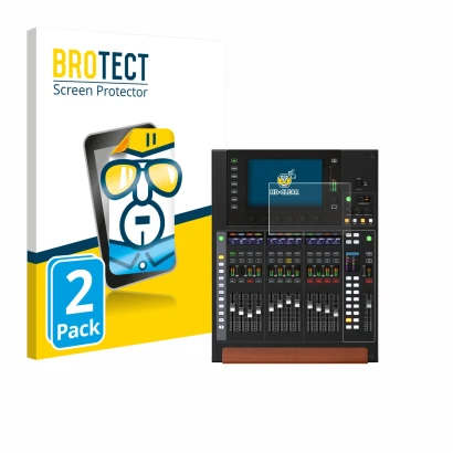 Front side of a product packaging with the brand logo BROTECT. Next to it is the device Behringer Wing Compact shown with the