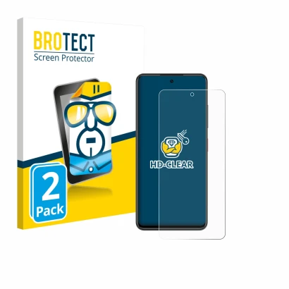 Front side of a product packaging with the brand logo BROTECT. Next to it is the device Nubia Focus shown with the correspondi