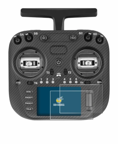 Image of the device Radiomaster TX15 Max with a wide variety of screen protectors.
