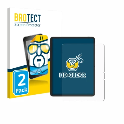 Front side of a product packaging with the brand logo BROTECT. Next to it is the device Blackview Link 8 shown with the corres