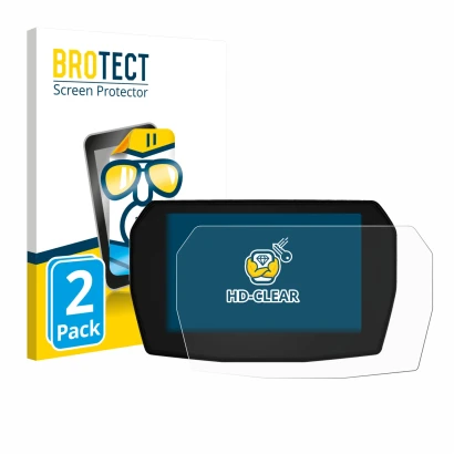 Front side of a product packaging with the brand logo BROTECT. Next to it is the device Ducati Multistrada V2 2025 shown with