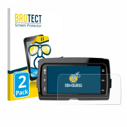 Front side of a product packaging with the brand logo BROTECT. Next to it is the device Harley Davidson Soundstream Reserve WH