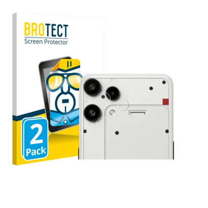 Front side of a product packaging with the brand logo BROTECT. Next to it is the device Nothing Phone (3a) Lite (ONLY Camera L