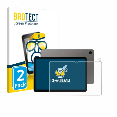 Front side of a product packaging with the brand logo BROTECT. Next to it is the device Samsung Galaxy Tab S9 FE (Front+Camera