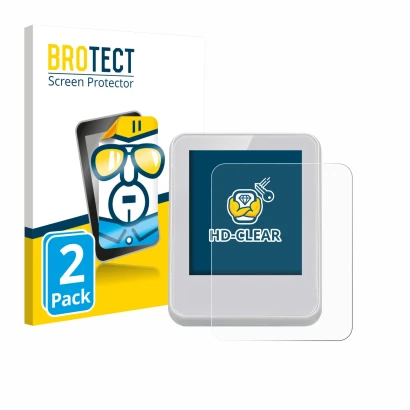 Front side of a product packaging with the brand logo BROTECT. Next to it is the device Bresser ClimaTemp Digital Room Thermom