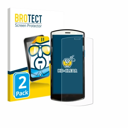 Front side of a product packaging with the brand logo BROTECT. Next to it is the device Unitech EA510 shown with the correspon