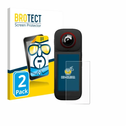 Front side of a product packaging with the brand logo BROTECT. Next to it is the device Labpano PanoX V3 360° shown with the c
