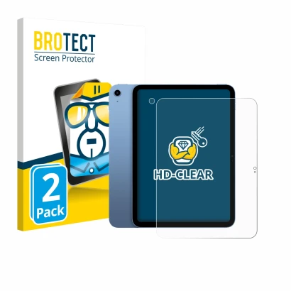 Front side of a product packaging with the brand logo BROTECT. Next to it is the device Apple iPad 10.9