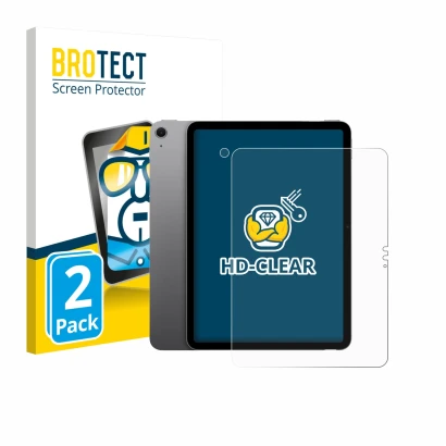 Front side of a product packaging with the brand logo BROTECT. Next to it is the device Apple iPad Air 11