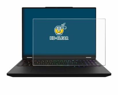 Image of the device XMG Apex 16 Max with a wide variety of screen protectors.