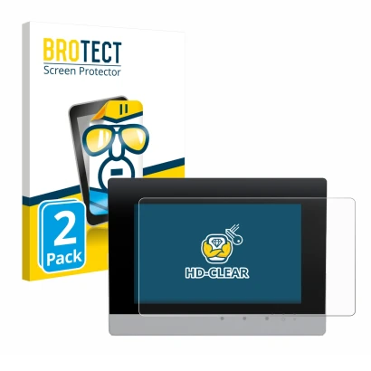 Front side of a product packaging with the brand logo BROTECT. Next to it is the device WAGO Control Panel Touch Panel 600 sho