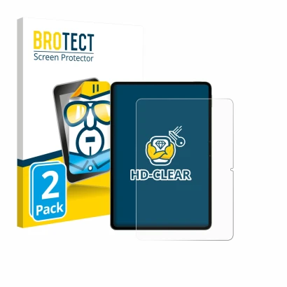 Front side of a product packaging with the brand logo BROTECT. Next to it is the device Xiaomi Pad 8 Pro shown with the corres