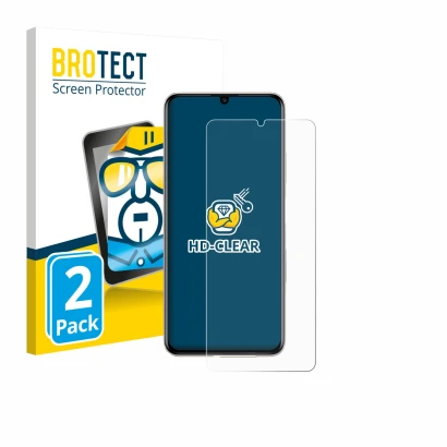 Front side of a product packaging with the brand logo BROTECT. Next to it is the device Huawei Nova Y71 shown with the corresp