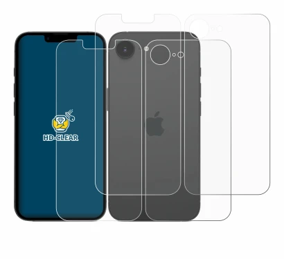 Image of the device Apple iPhone 17e (Front+Back) with a wide variety of screen protectors.