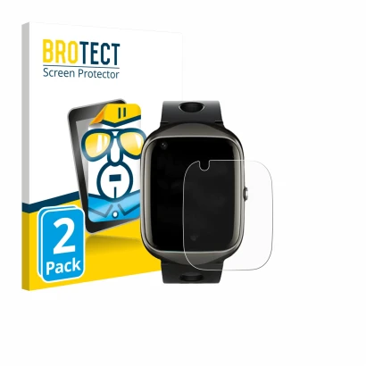 Front side of a product packaging with the brand logo BROTECT. Next to it is the device ABUBU SmartWatch PBL2 shown with the c