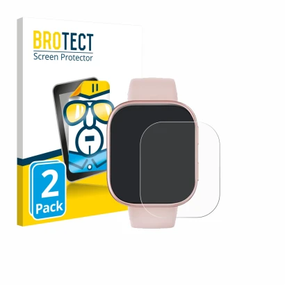 Front side of a product packaging with the brand logo BROTECT. Next to it is the device Doomixs Smartwatch T7 1.83" shown with