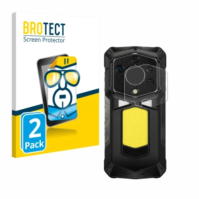 Front side of a product packaging with the brand logo BROTECT. Next to it is the device Ulefone Armor 29 Ultra (ONLY Camera Le