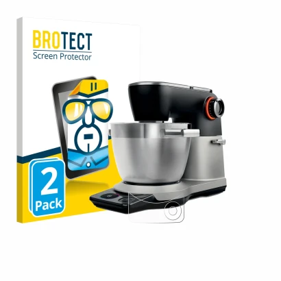 Front side of a product packaging with the brand logo BROTECT. Next to it is the device Bosch MUMS8Z shown with the correspond
