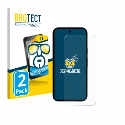 Front side of a product packaging with the brand logo BROTECT. Next to it is the device Google Pixel 10a (case-friendly) shown