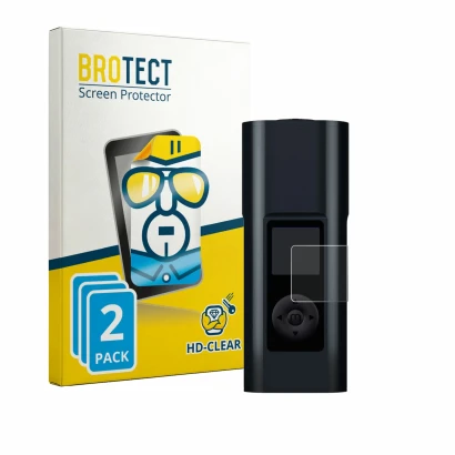 Front side of a product packaging with the brand logo BROTECT. Next to it is the device Arizer Solo 3 V2 shown with the corres