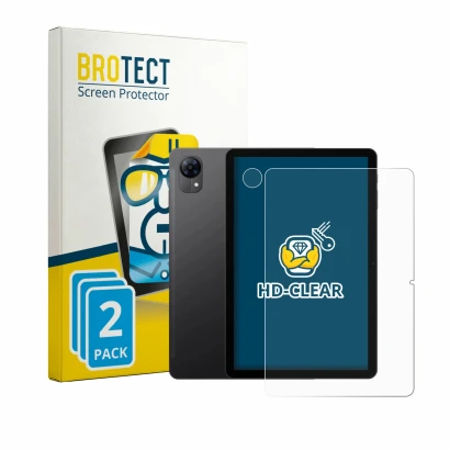 Front side of a product packaging with the brand logo BROTECT. Next to it is the device Doogee Tab G5 (Front+Camera) shown wit