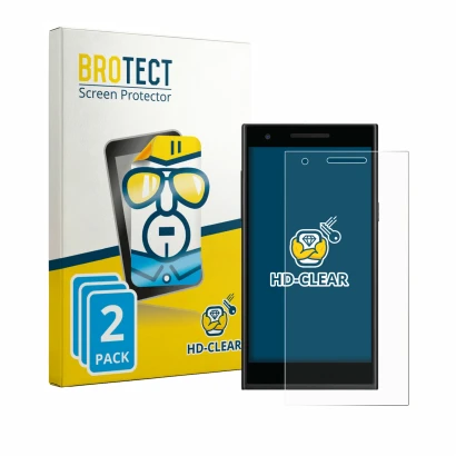 Front side of a product packaging with the brand logo BROTECT. Next to it is the device Philips S396 shown with the correspond