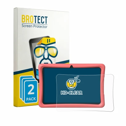 Front side of a product packaging with the brand logo BROTECT. Next to it is the device Tabwee K10 shown with the correspondin