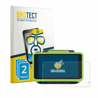 Front side of a product packaging with the brand logo BROTECT. Next to it is the device Zebra WT6400 shown with the correspond
