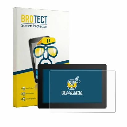 Front side of a product packaging with the brand logo BROTECT. Next to it is the device Gaomon PD1621 shown with the correspon