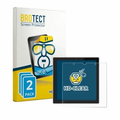 Front side of a product packaging with the brand logo BROTECT. Next to it is the device SONOFF NSPanel Pro Gen 2 shown with th