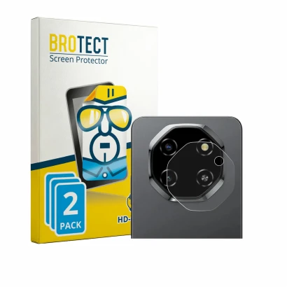 Front side of a product packaging with the brand logo BROTECT. Next to it is the device Blackview Shark 6 5G (ONLY Camera Lens