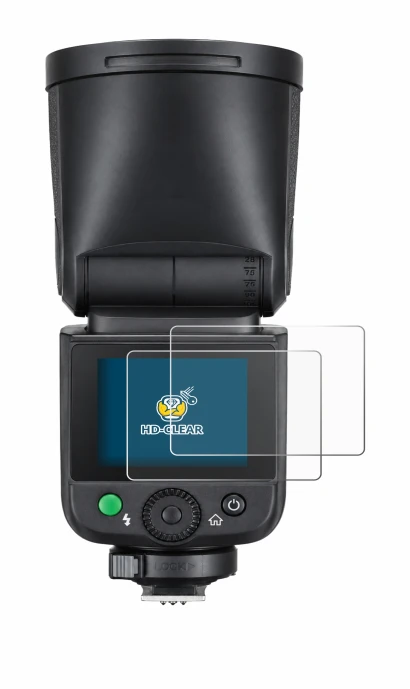 Image of the device Godox V1 mid with a wide variety of screen protectors.