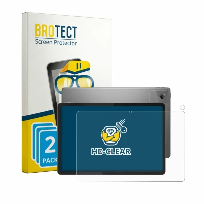 Front side of a product packaging with the brand logo BROTECT. Next to it is the device Lenovo Tab K12 ZAGJ0153SE (Front+Camer