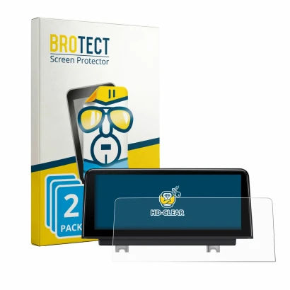 Front side of a product packaging with the brand logo BROTECT. Next to it is the device Xtrons QBBH14NBTH shown with the corre