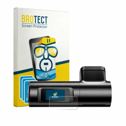 Front side of a product packaging with the brand logo BROTECT. Next to it is the device Azdome M330 shown with the correspondi