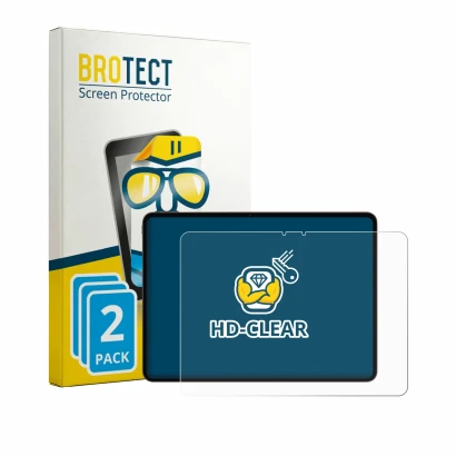 Front side of a product packaging with the brand logo BROTECT. Next to it is the device Oppo Pad 5 Pro shown with the correspo