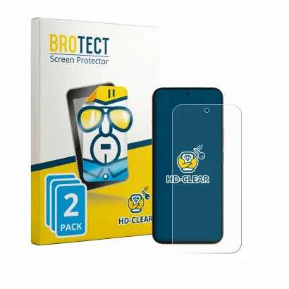 Front side of a product packaging with the brand logo BROTECT. Next to it is the device OnePlus Turbo 6X Pro shown with the co