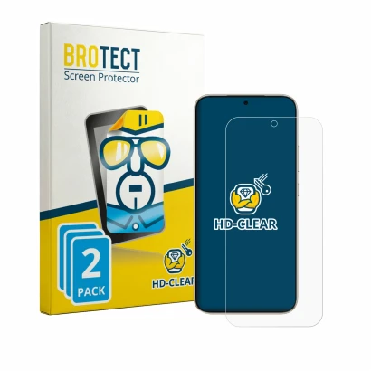Front side of a product packaging with the brand logo BROTECT. Next to it is the device Honor X80 Pro Max shown with the corre