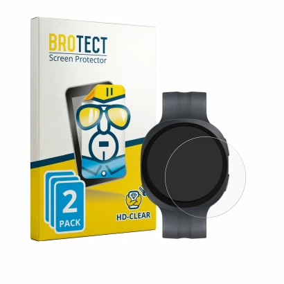 Front side of a product packaging with the brand logo BROTECT. Next to it is the device Samsung Galaxy Watch 9 (44 mm) shown w