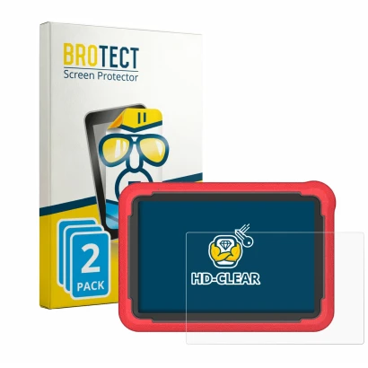 Front side of a product packaging with the brand logo BROTECT. Next to it is the device Launch X431 PROS V5.0 shown with the c