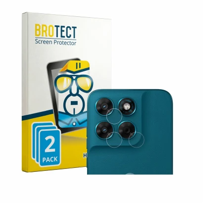 Front side of a product packaging with the brand logo BROTECT. Next to it is the device Motorola Moto G77 (ONLY Camera Lens) s