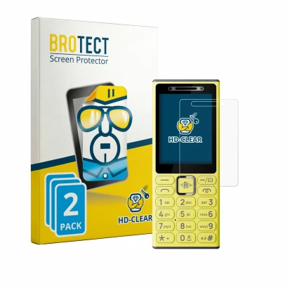 Front side of a product packaging with the brand logo BROTECT. Next to it is the device Nokia 200 4G shown with the correspond