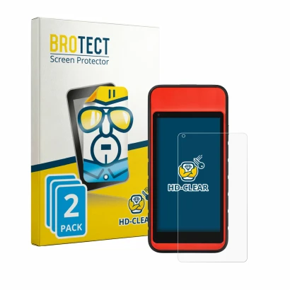 Front side of a product packaging with the brand logo BROTECT. Next to it is the device Autel MaxiTPMS ITS600 shown with the c