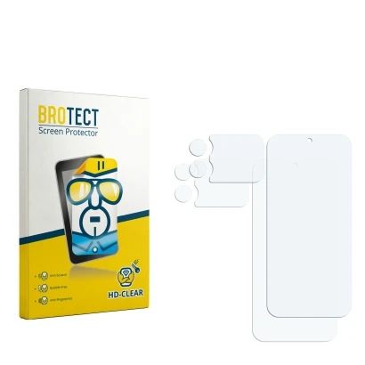 Front side of a product packaging with the brand logo BROTECT. Next to it is the corresponding screen protector.