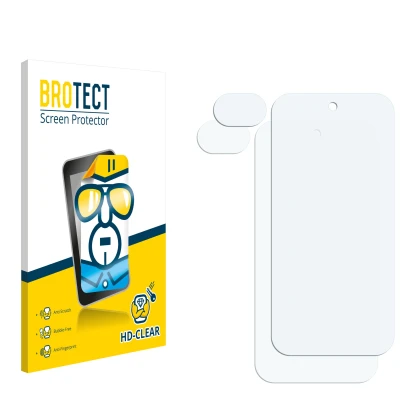 Front side of a product packaging with the brand logo BROTECT. Next to it is the corresponding screen protector.